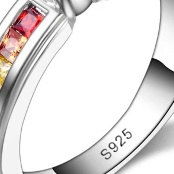 🌈NEW STERLING RAINBOW CHANNEL SET CZ RING - Picture 5 of 8